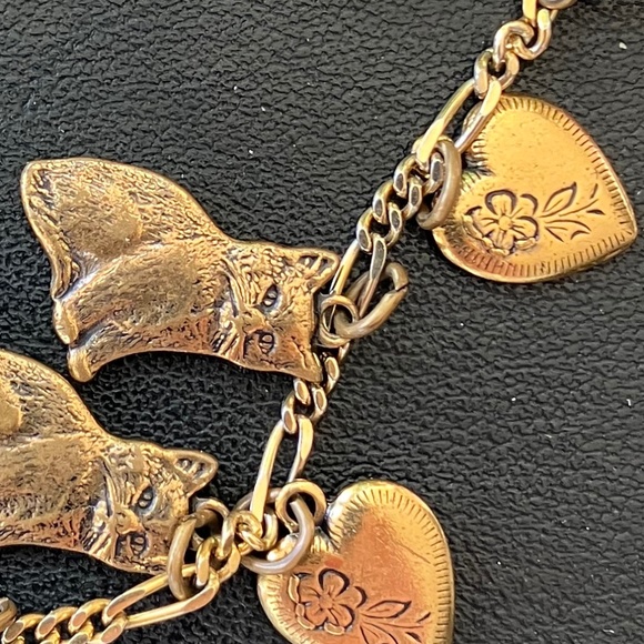 Cat Bracelet with Multiple Charms -Gold Tone - Picture 3 of 4